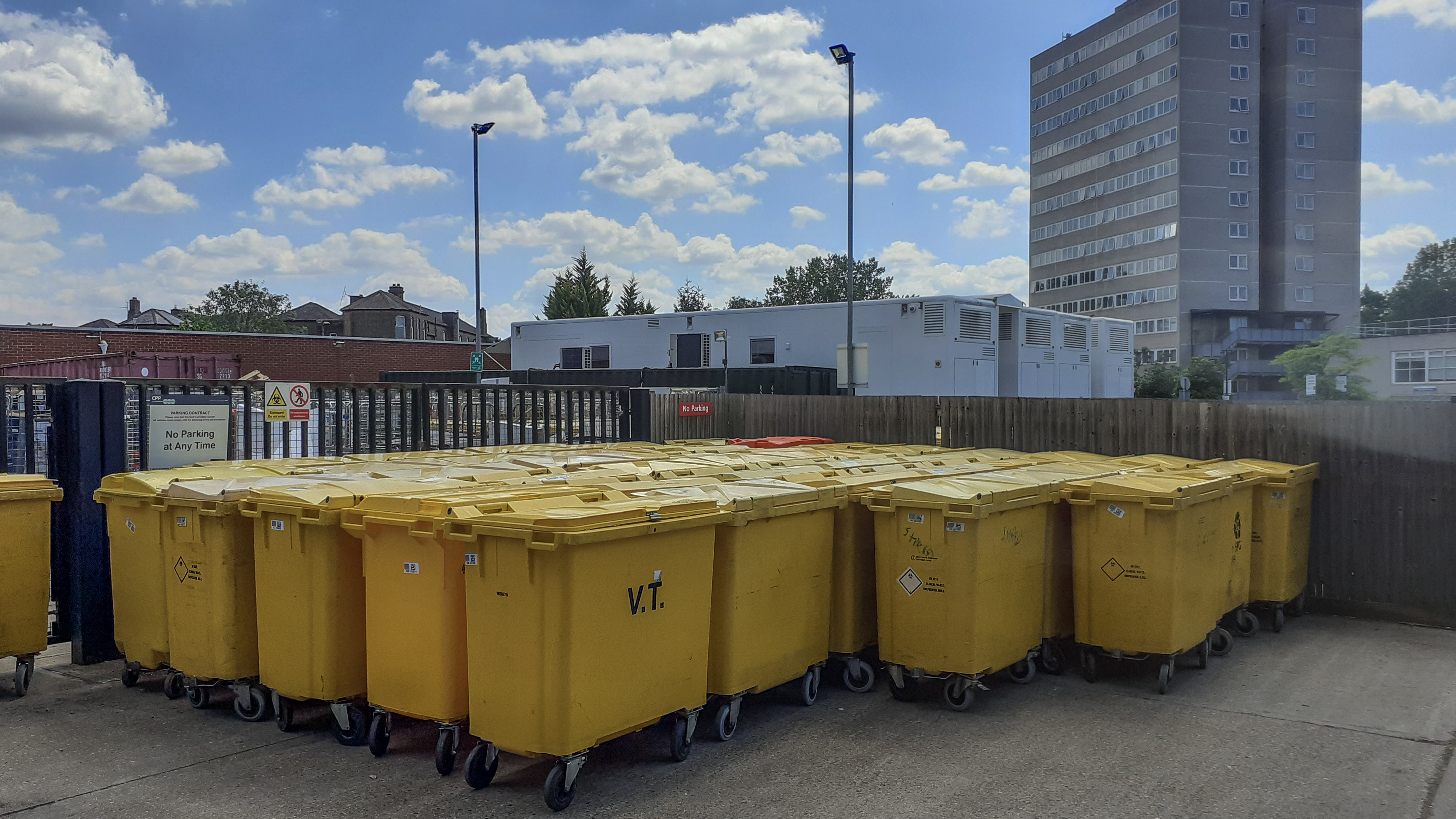 collection bins outside healthcare facility